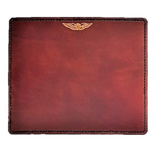 Pilot's Leather Mouse Pad - Hand Dyed - Hand Embossed Wings -  Suede backing